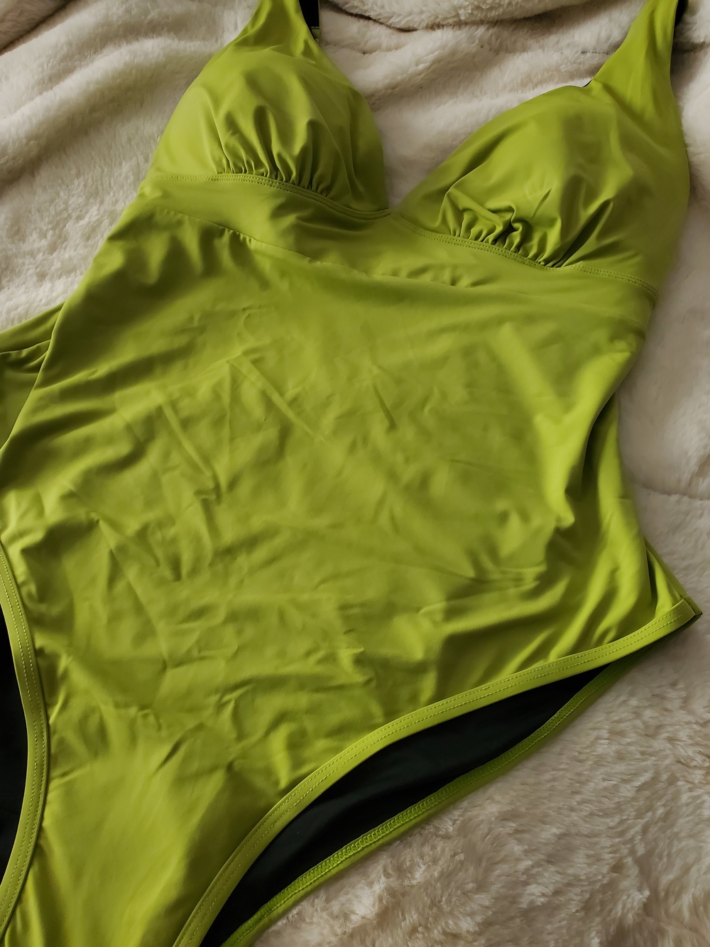 knix V-Neck Leakproof Chartreuse One-Piece Swimsuit XL - Picture 3 of 10